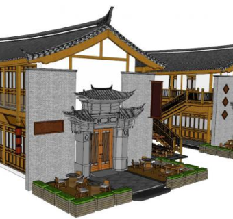 C型别墅SU模型下载_sketchup草图大师SKP模型