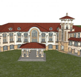 欧式建筑售楼中心SU模型下载_sketchup草图大师SKP模型