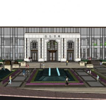 金地悦峰售楼中心SU模型下载_sketchup草图大师SKP模型