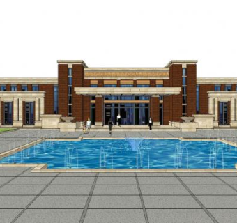 中式售楼中心SU模型下载_sketchup草图大师SKP模型