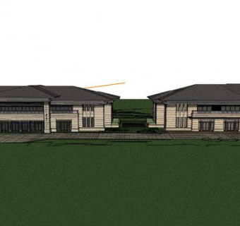 新中式售楼中心建筑sketchup模型下载_sketchup草图大师SKP模型