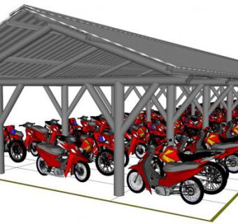 非机动车棚su模型下载_sketchup草图大师SKP模型