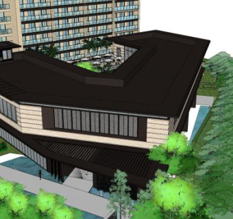 三亚榆林湾售楼处SU模型下载_sketchup草图大师SKP模型