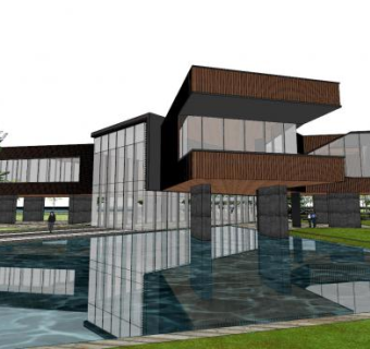 现代建筑售楼中心sketchup模型下载_sketchup草图大师SKP模型