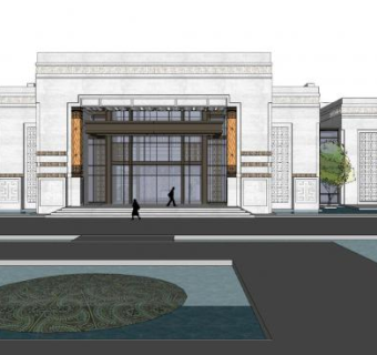 现代中式售楼处SU模型下载_sketchup草图大师SKP模型