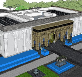 中海江北嘴B区售楼处SU模型下载_sketchup草图大师SKP模型