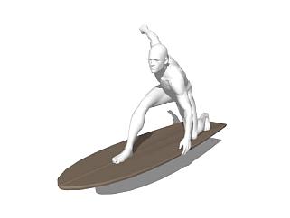 现代<em>滑板人物</em>雕塑SU模型下载_sketchup草图大师SKP模型