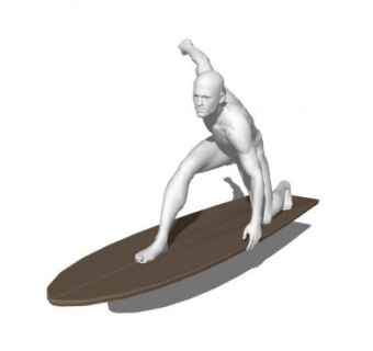 现代滑板人物雕塑SU模型下载_sketchup草图大师SKP模型
