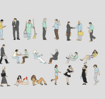 2D人物配景系列SU模型下载_sketchup草图大师SKP模型