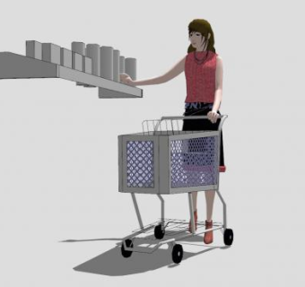 现代购物女士人物SU模型下载_sketchup草图大师SKP模型