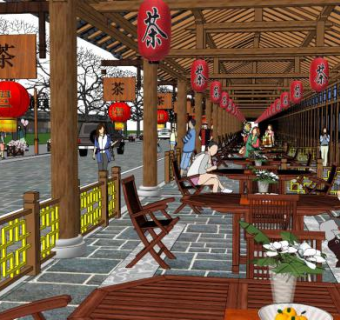 茶廊su模型下载_sketchup草图大师SKP模型