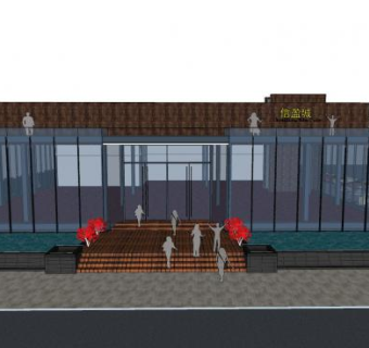 信盈城售楼处SU模型下载_sketchup草图大师SKP模型