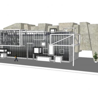 现代工业风售楼处SU模型下载_sketchup草图大师SKP模型