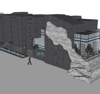 现代风建筑售楼处SU模型下载_sketchup草图大师SKP模型