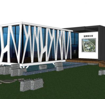 蓝湾商务港售楼处SU模型下载_sketchup草图大师SKP模型