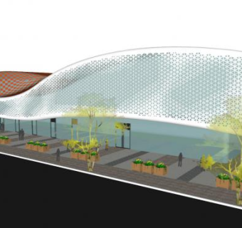 现代建筑售楼中心SKP模型下载_sketchup草图大师SKP模型