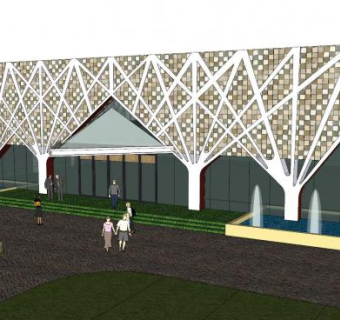 小区售楼处SU模型下载_sketchup草图大师SKP模型