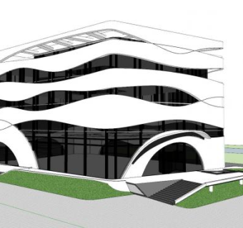 创意建筑售楼中心SU模型下载_sketchup草图大师SKP模型