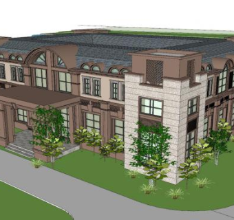 欧式售楼中心SU模型下载_sketchup草图大师SKP模型