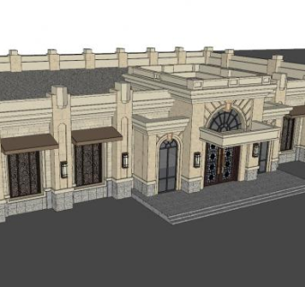 现代中式售楼部SU模型下载_sketchup草图大师SKP模型