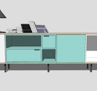简约电视柜装饰品SU模型下载_sketchup草图大师SKP模型