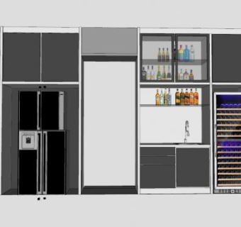 小型厨房橱柜家具SU模型下载_sketchup草图大师SKP模型