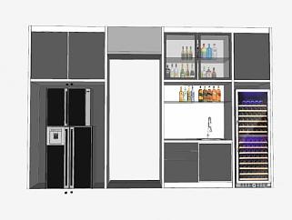 小型廚房櫥柜家具SU模型下載_sketchup草圖大師SKP模型