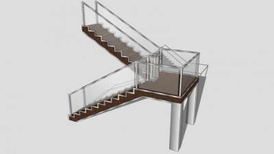 转角扶手楼梯SU模型下载_sketchup草图大师SKP模型