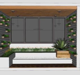 入户花园花架SU模型下载_sketchup草图大师SKP模型