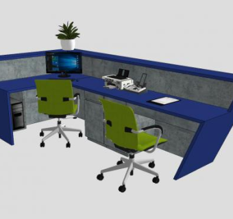 前台接待台办公桌SU模型下载_sketchup草图大师SKP模型