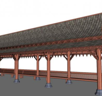 公园长廊su模型下载_sketchup草图大师SKP模型