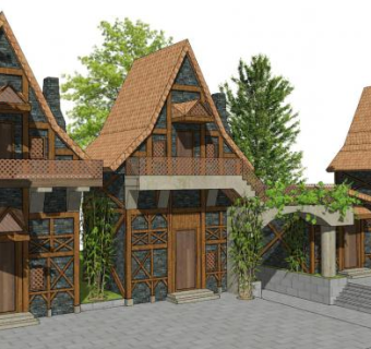 村庄su模型下载_sketchup草图大师SKP模型