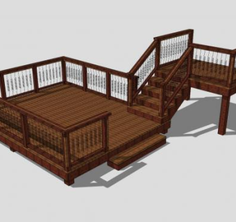 木制亲水平台SU模型下载_sketchup草图大师SKP模型