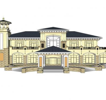 欧式建筑售楼部SU模型下载_sketchup草图大师SKP模型