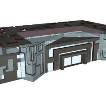 几何建筑售楼部SU模型下载_sketchup草图大师SKP模型