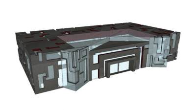 几何建筑售楼部SU模型下载_sketchup草图大师SKP模型