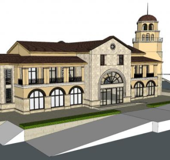 欧式售楼部楼SU模型下载_sketchup草图大师SKP模型