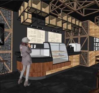 奶茶店室内设计su模型下载_sketchup草图大师SKP模型