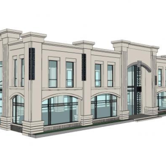 简欧建筑售楼处SU模型下载_sketchup草图大师SKP模型