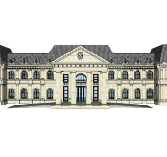 欧式小区销售处SU模型下载_sketchup草图大师SKP模型