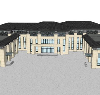 现代中式售楼中心sketchup模型下载_sketchup草图大师SKP模型