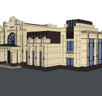 售楼处欧式建筑SU模型下载_sketchup草图大师SKP模型