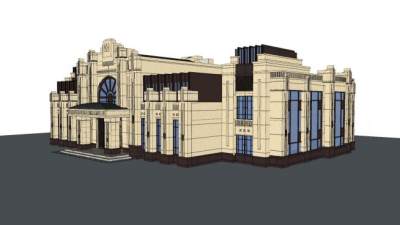 售楼处欧式建筑SU模型下载_sketchup草图大师SKP模型