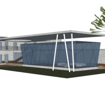 工业风建筑售楼部SU模型下载_sketchup草图大师SKP模型