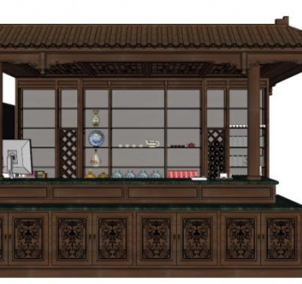 中式吧台su模型下载_sketchup草图大师SKP模型