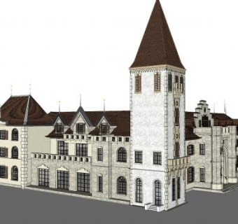 欧式售楼处建筑楼sketchup模型下载_sketchup草图大师SKP模型