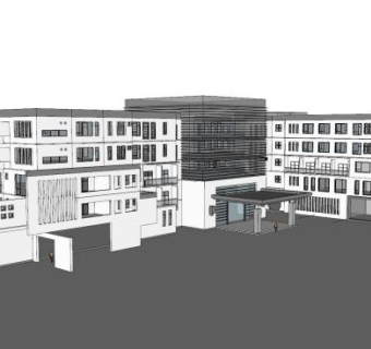 现代售楼处外观SU模型下载_sketchup草图大师SKP模型