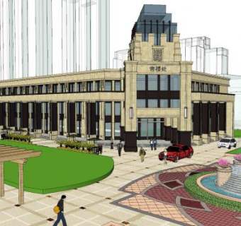 群邦置业售楼中心SU模型下载_sketchup草图大师SKP模型