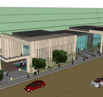 现代中式售楼中心处SU模型下载_sketchup草图大师SKP模型