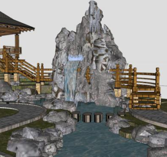 假山设计su模型下载_sketchup草图大师SKP模型
